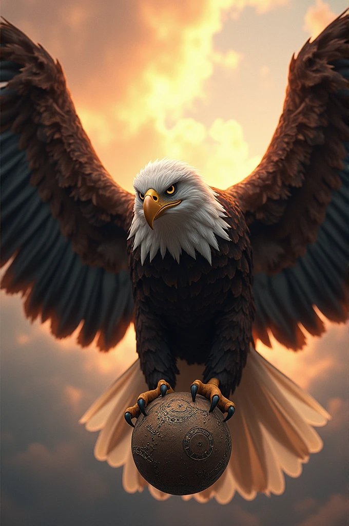 An eagle holding a lucky raffle ball