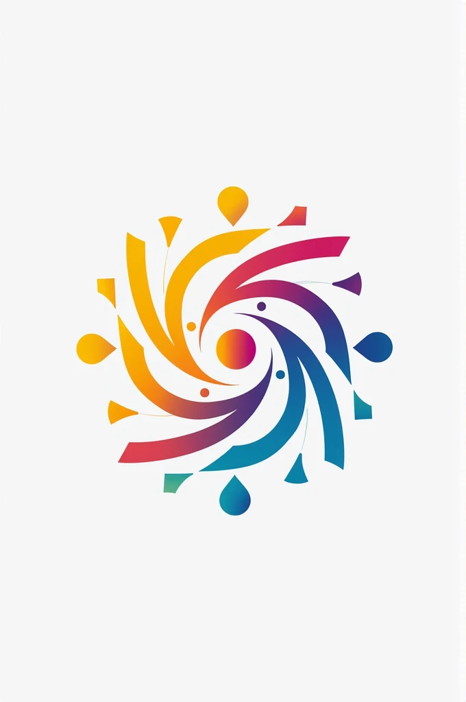 Create a shapes logo with the theme of communication network and use three colors yellow, blue and magenta 