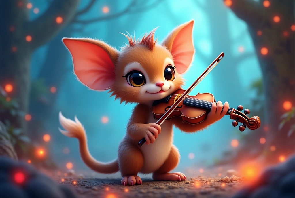 beast violin cute magic blue red