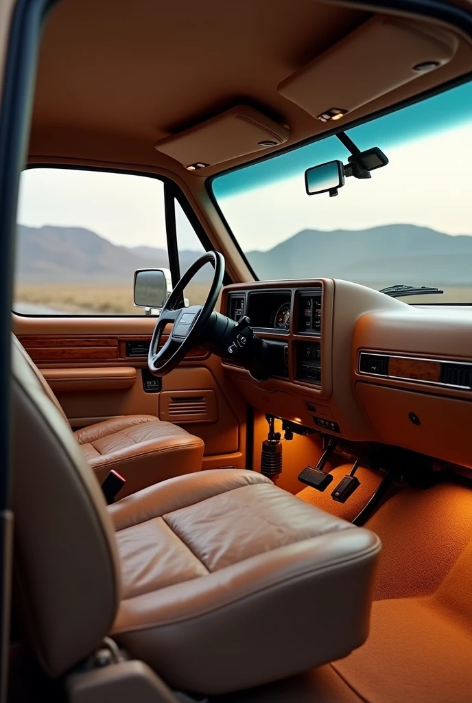 Modern wood interior of a 1992 GMC Cheyenne truck
