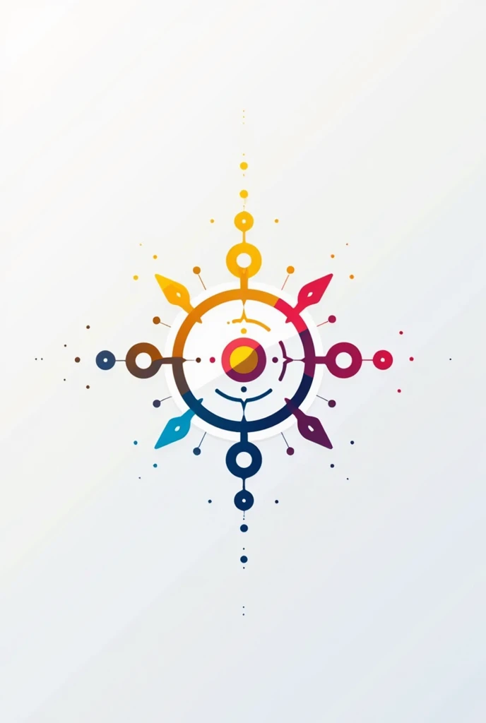 Create a shapes logo with the theme of communication network and use three colors yellow, blue and magenta