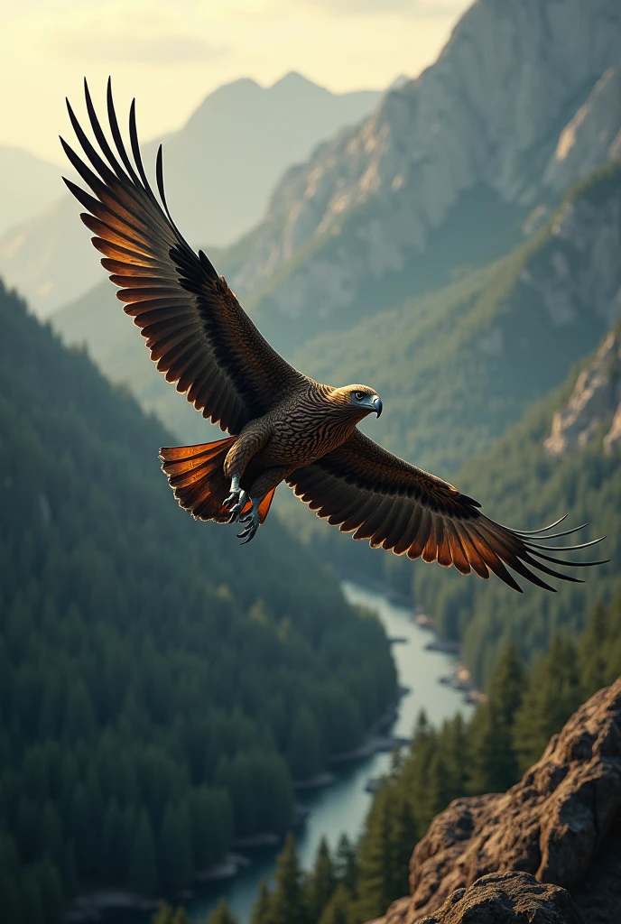 Realistic eagle looking down from above