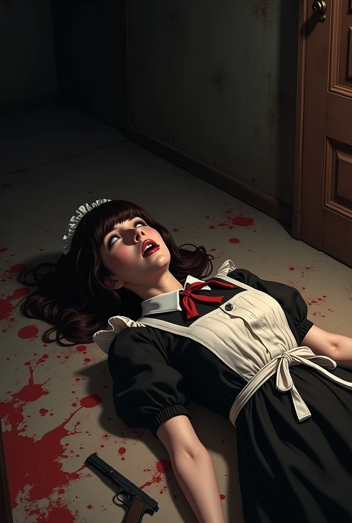 Creating the image of a married maid killed with a shot to the stomach. 