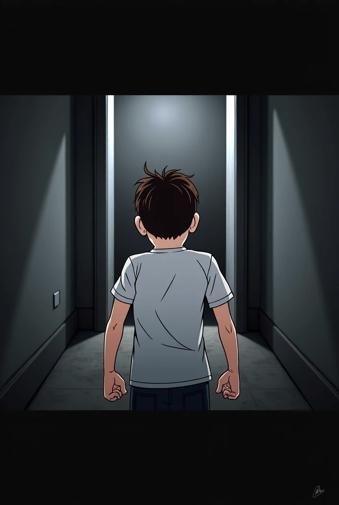 scared boy with his back turned with a surprised pose, He is in front of a wall (It&#39;s a dead end). (animated)