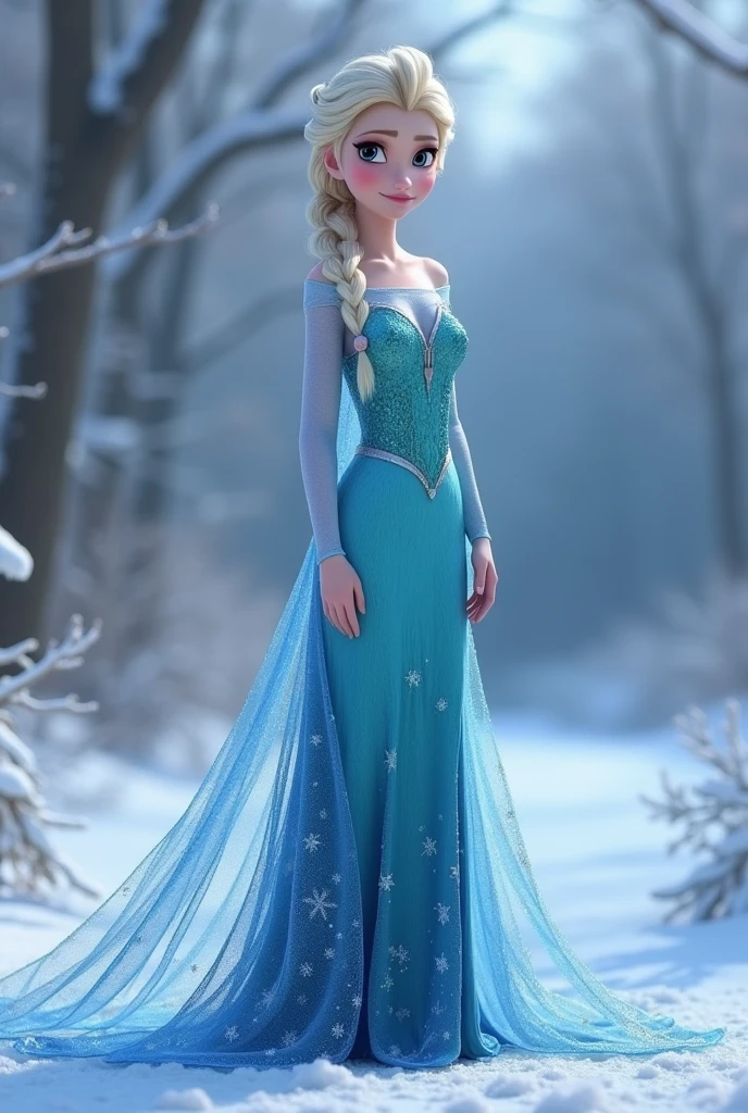 ((Full body photo, standing, feet on the ground)) Elsa of frozen nude