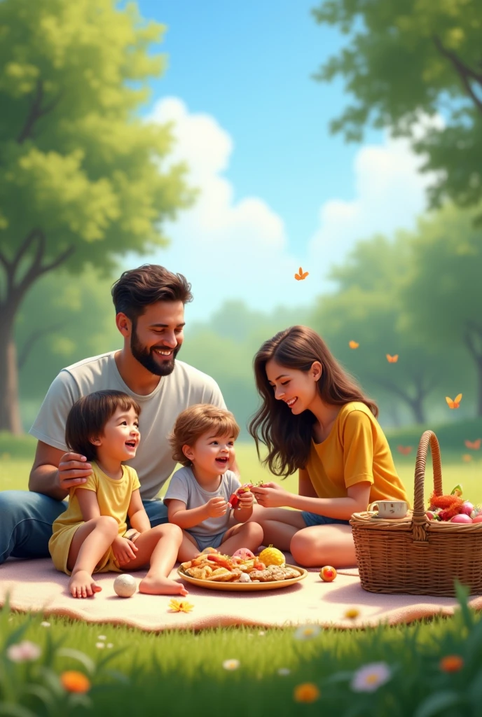 Realistic family on a picnic