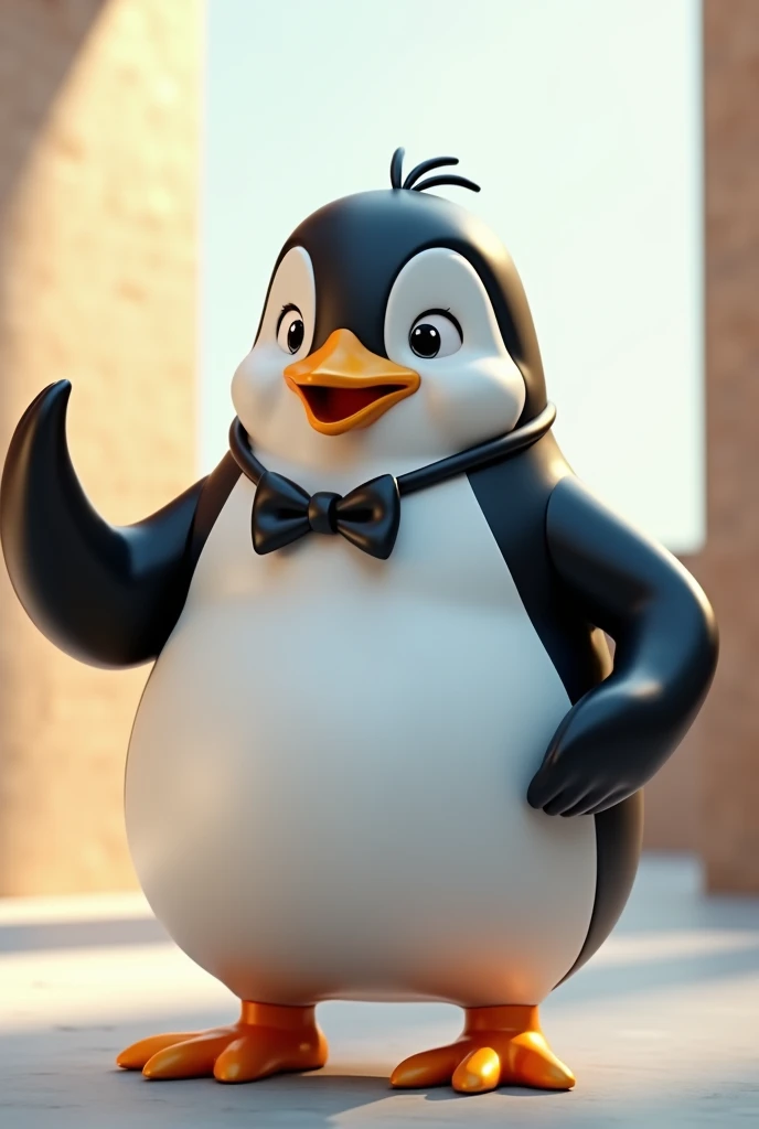 3d penguin salesman mascot