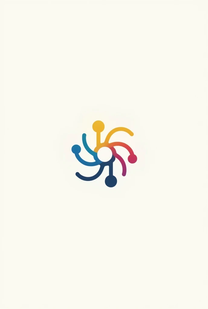 Create a shapes logo with the theme of communication network and use three colors yellow, blue and magenta that is minimalist