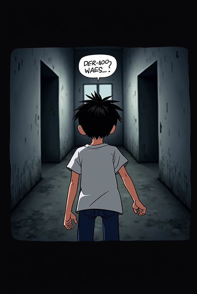 scared boy with his back turned with a surprised pose, He is in front of a wall (It&#39;s a dead end). (animated)