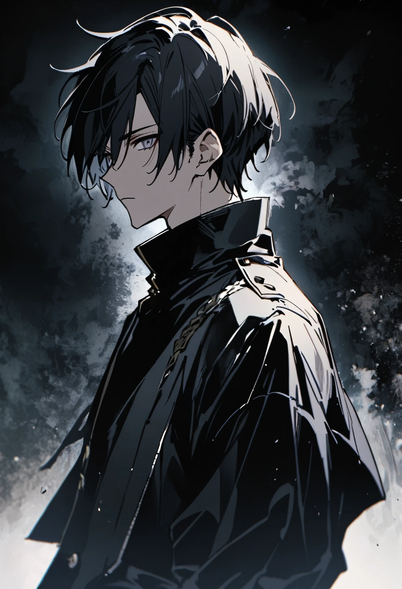 One Man aldult 男らShii Fair skin Black Hair Rin々Shii Handsome cool Black clothing Short Hair cool Expressionless