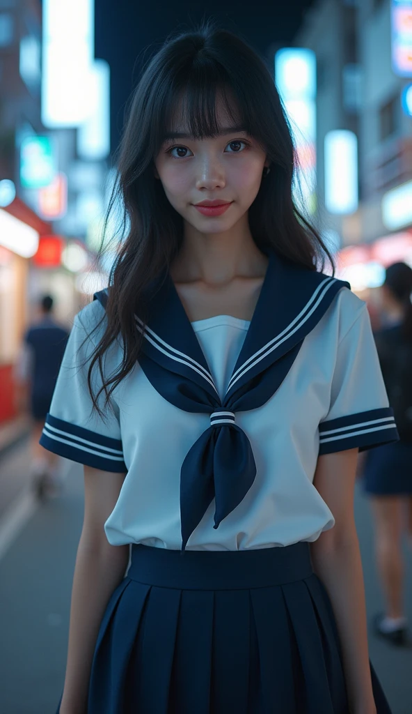 An incredibly cute girl,(super cute girl:1.4) 、Caucasian skin、(Wearing a sailor uniform:1.4 )、 professional lighting、Tokyo Street,natta, urban landscape,city lights,trunk,Close  up,ssmile,, (8k, RAW Photos, highest quallity, work of art:1.2),(realisitic, photo-realisitic:1.37),lift up your skirt、Panties are visible、high quality, (RAW photo, best quality), (realistic, photorealistic: 1.4), (extremely delicate and beautiful: 1.4), amazing, fine details, masterpiece, ultra detailed, high resolution, best illustration, best shadow, intricate, ( extremely intricate: 1.2), (exquisitely detailed skin), cinematic light, perfect anatomy, (cool color: 1.4), sharp focus, 8k UHD, DSLR, (Fujifilm XT3),,(Fondo de ruinas de mazmorra en ruinas piedras grandes caverna cueva :1.4 ), (iluminación cinematográfica :1.4), (85mm F/1.4),( pose americano :1.4), (skirt lifted by itself: 1.1), (skirt lift: 1.3), (showing white panties: 1.4 ), (mostrando panties white :1.4) 