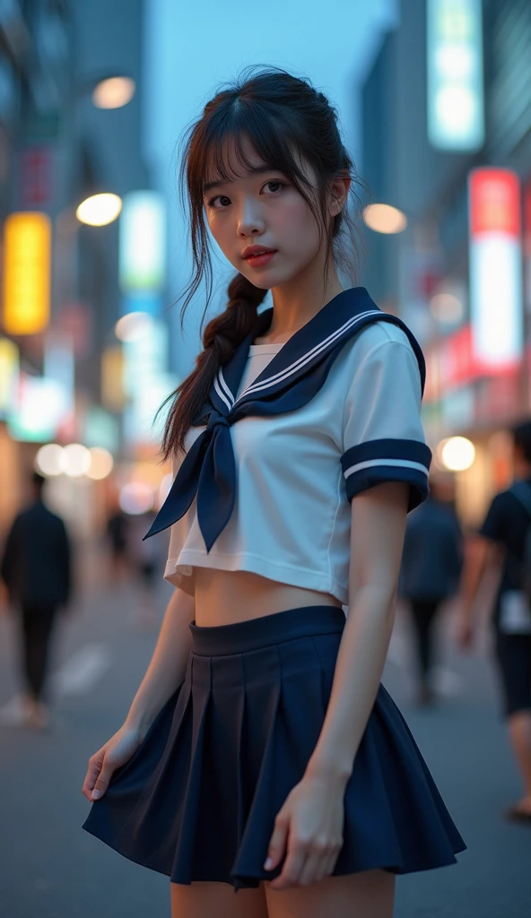 An incredibly cute girl,(super cute girl:1.4) 、Caucasian skin、(Wearing a sailor uniform:1.4 )、 professional lighting、Tokyo Street,natta, urban landscape,city lights,trunk,Close up,ssmile,, (8k, RAW Photos, highest quallity, work of art:1.2),(realisitic, photo-realisitic:1.37),lift up your skirt、Panties are visible、high quality, (RAW photo, best quality), (realistic, photorealistic: 1.4), (extremely delicate and beautiful: 1.4), amazing, fine details, masterpiece, ultra detailed, high resolution, best illustration, best shadow, intricate, ( extremely intricate: 1.2), (exquisitely detailed skin), cinematic light, perfect anatomy, (cool color: 1.4), sharp focus, 8k UHD, DSLR, (Fujifilm XT3),,(Fondo de ruinas de mazmorra en ruinas piedras grandes caverna cueva :1.4 ), (iluminación cinematográfica :1.4), (85mm F/1.4),( pose americano :1.4), (skirt lifted by itself: 1.1), (skirt lift: 1.3), (showing white panties: 1.4 ), (mostrando panties white :1.4)