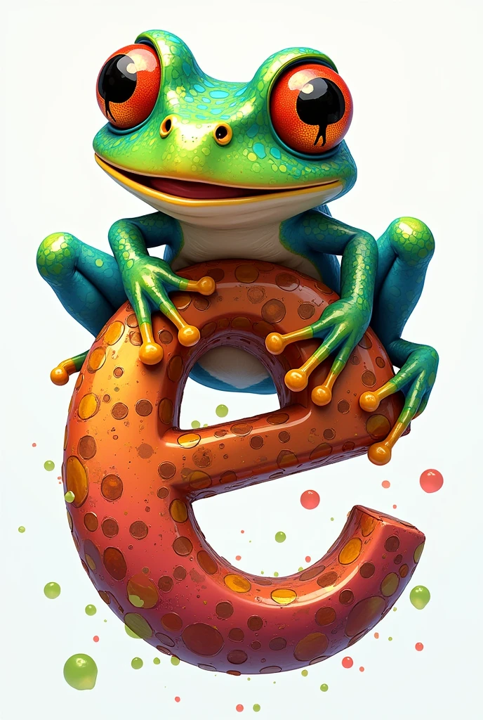 Decorate the letter E with a colorful frog