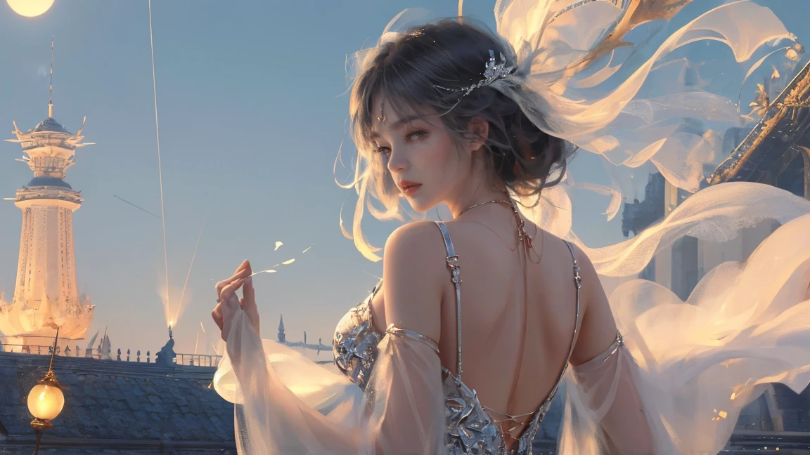 (practical, Photorealistic:1.37), (masterpiece, Highest quality:1.2), (Ultra-high resolution:1.2), (Original photo:1.2), (Clear focus:1.3), (Face Focus:1.2), (Highly detailed CG Unity 8k wallpaper:1.2), (Beautiful Skin: 1.2), (Pale skin:1.3), (Super sharp focus: 1.5), (Super sharp focus:1.5), (Beautiful and clean face:1.3), (非常にDetailed Background, Detailed Background:1.3), Bokeh, Depth of written boundary, rest, Image of a Very Cute and Beautiful Japanese Woman, (bride), business suit, (2:1.1), smileの少女の肖像画, Full body image, from the front, Symmetrical Configuration, (Studio Lighting:1.3), (Cinema Lighting:1.3), (Rear window lighting is backlit:1.3), (surface light:1.3), Light Enveloping Her Entire Body, Looking straight at you, Persistence, Sexy model posing, rest, (Chestnut Half-Hair:1.2), Dark brown eyes, Beautiful Eyes, Princess Eyes, Mahogany Hair, A single hair, bangs, slim, Abdominal muscles, (Huge breasts;1.35), (Willow West:1.15), (Details of a beautiful girl:1.4), (Pure White Elegant and Gorgeous Lace Silk Wedding Dress:1.3), (BaliOcean view背景:1.2), (smile, happiness:1.3), ((Perfect female body)), (Upper body image:1.3), Encircling the head, Perfect Dramatic, Volumetric lighting, Professional majestic oil painting, Glowing Skin, CT Anatomy, Perfect Proportions, 8.Five Really Small, Face Focus, Ultra practical Photo, Extremely clear images, Ultra-high definition images, Bali, Ocean view, nature, External, ((walking beach:1.2,evening,Sunset,夜空にたくさんのstarが美しく輝いている, 長時間露光されたstar空に、Many circular orbits are visible in the image.,無数のstarが輝き、Shining with a fantastic light. star々is bright and vivid)),