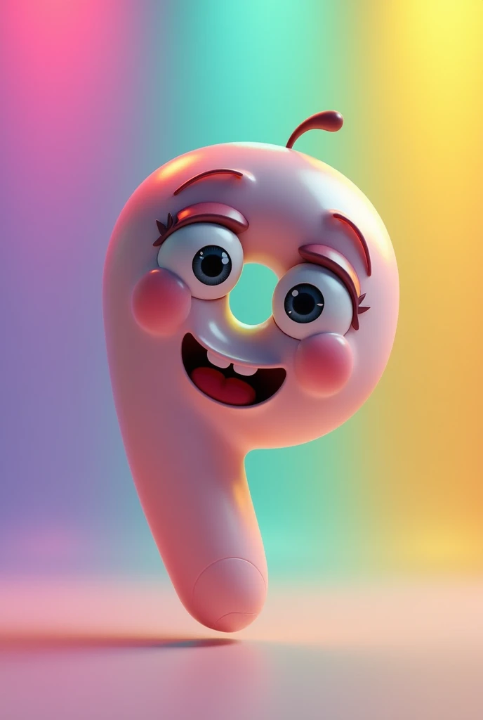 I want a P-shaped microphone . The background can be a rainbow gradient and the microphone has a mouth and eyes