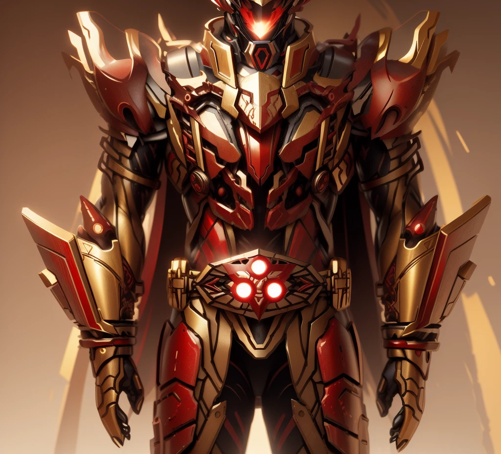 Keep the original image，No changes made，Keep the red image，Red is the main color tone。Can become brighter Red and golden，Red and golden are the main colors，Red and golden，Some Red and golden，Red and golden（Ensure its layering and armor texture）