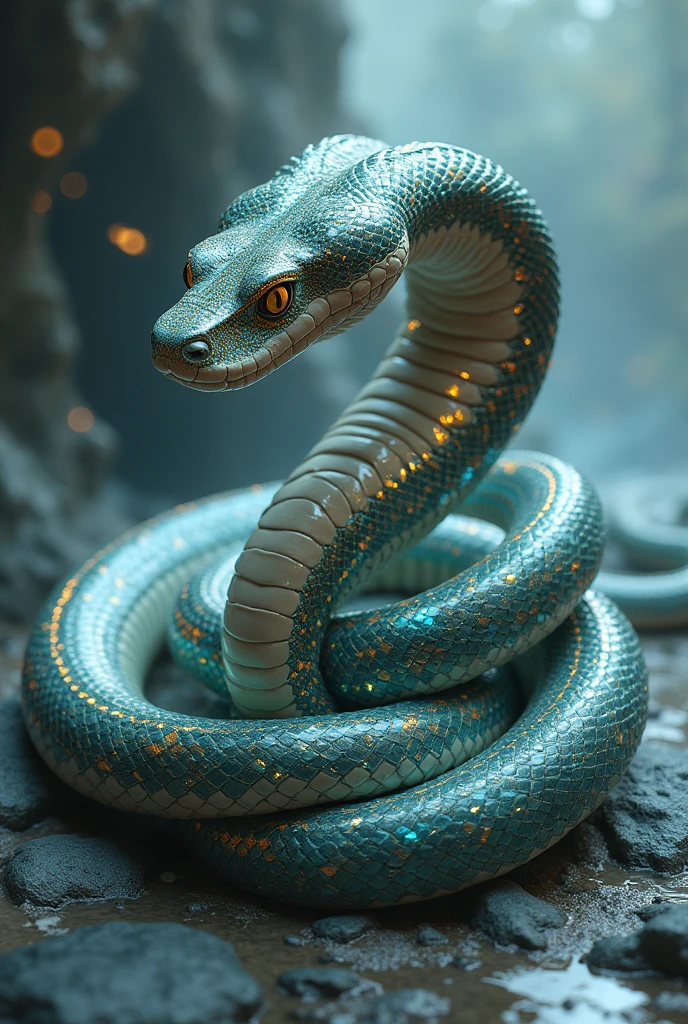 a cobra wrapping a scale