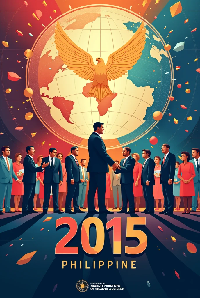 Create a poster with a theme "The Philippines in international relations " make it easy to draw