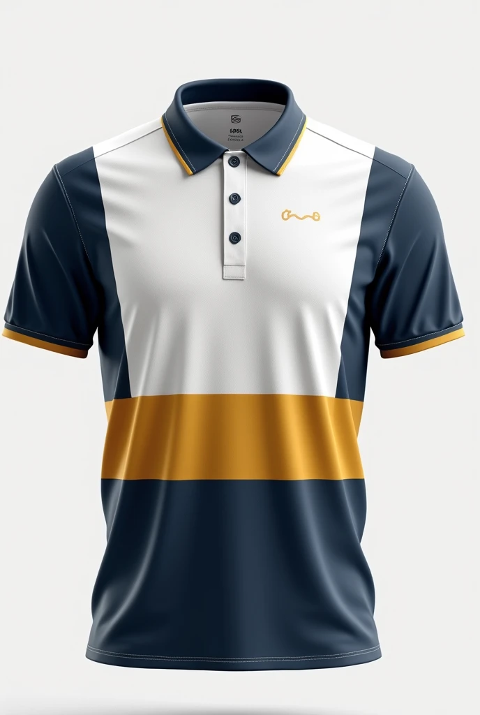 make me an organizational polo shirt for our uniform. color white, navy blue, and super less mustard. put design, minimal graphics about civil engineering