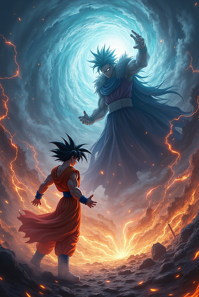 Believe me Goku fighting against the dark magician from yugioh