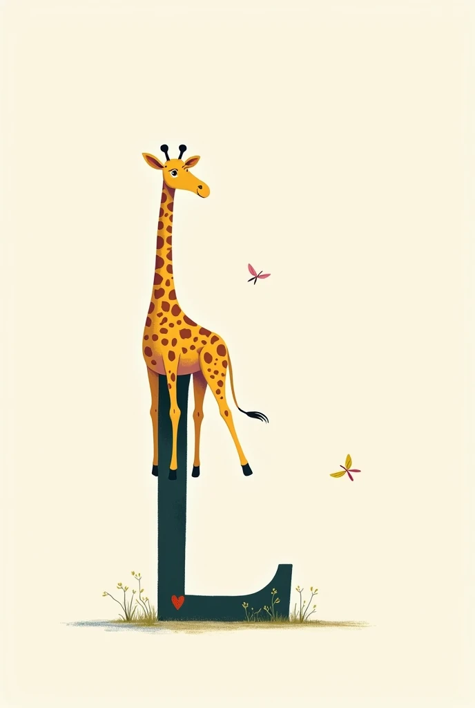 Decorate the letter L with a giraffe