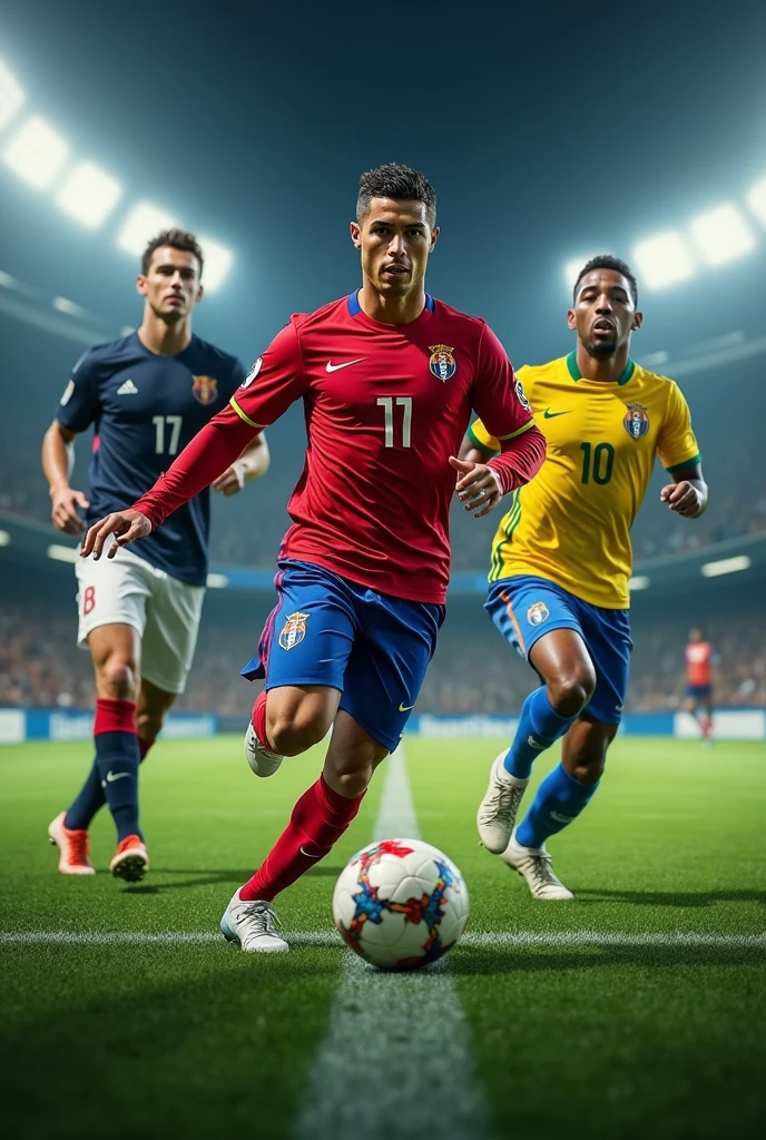 Cristiano Ronaldo and m&#39;bappé and vini jr