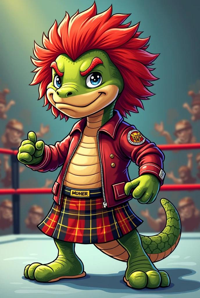 cartoon python dressed like WWE wrestler rowdy Roddy Piper 
