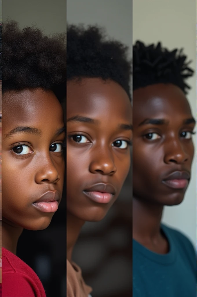 Black child in his childhood phase, adolescent and adult