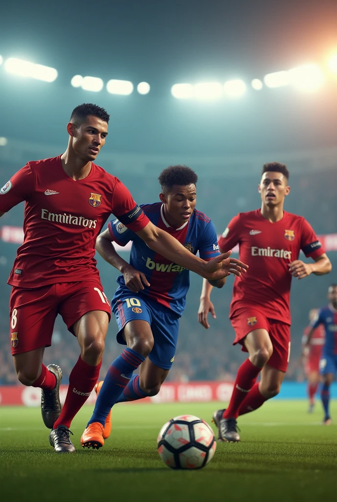 Cristiano Ronaldo and m'bappé and wine jr and bellingham