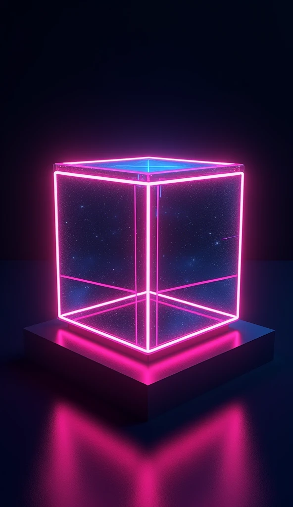 Create a neon vectorized cube