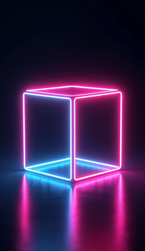 Create a neon vectorized cube