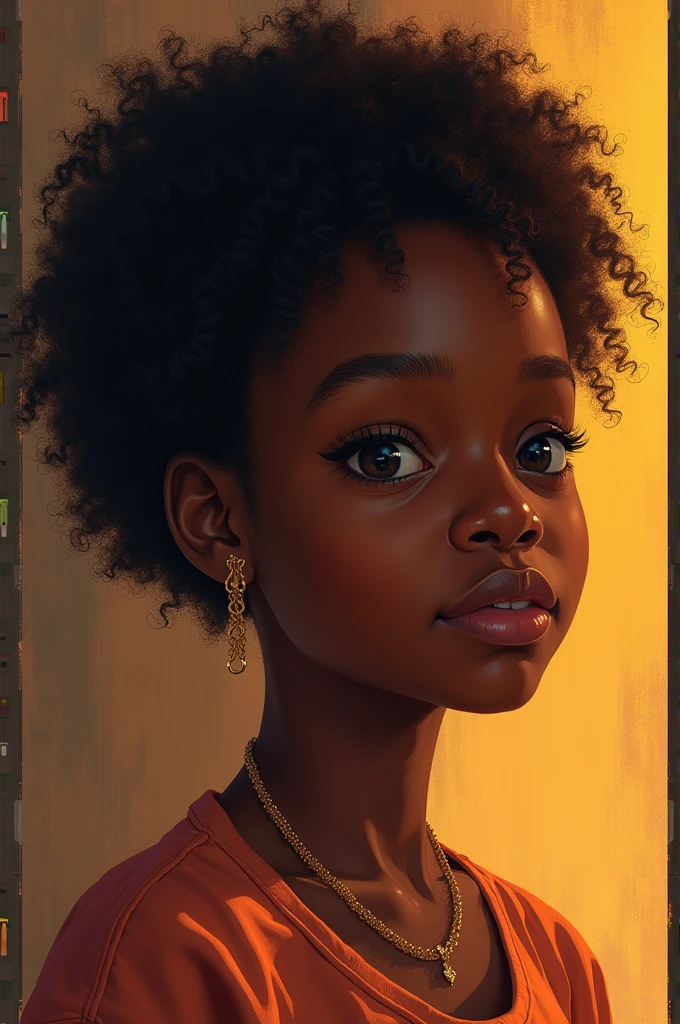 Drawing of a black woman in her phases (child, adolescent and adult)