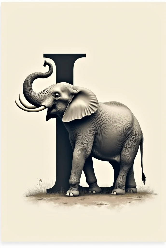 Decorate the letter L with an elephant