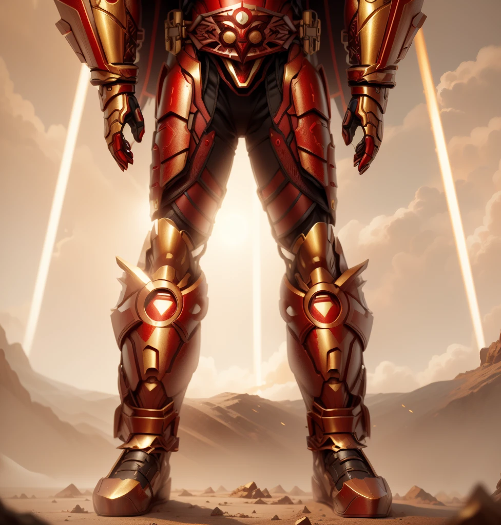 Keep the original image，No changes made，Keep Red Image，Red as main color。Can become brighter Red and Gold，Red and Gold are the main colors，Red and Gold，Some Red and Gold，Red and Gold（Ensure its layering and armor texture）