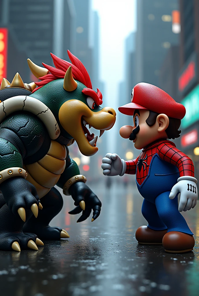 Bowser in Venom outfit and Mario in Spider-Man outfit