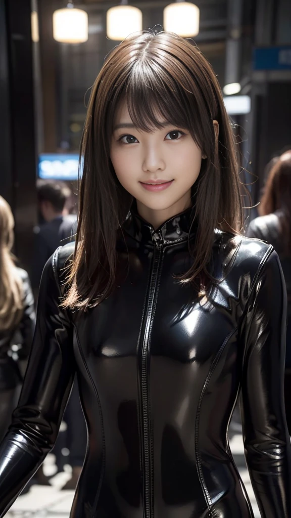 (1 girl)、highest quality、masterpiece、超A high resolution、(Photoreal:1.4)、Raw photo、1 girl、scuba diving、diving mask、(super shiny black rubber suit:1.3)、long sleeve,、black rubber gloves、Portrait、global illumination、Shadow、octane rendering、8K、super sharp、Metal、intricate decorative details、Japan details、very intricate details、Close-up、realistic light、(smile)、CG Society Trends、shining eyes、towards the camera、Small LED、