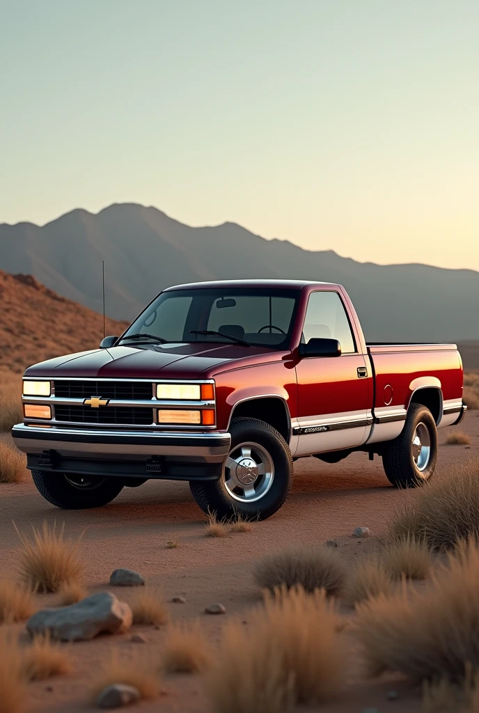 1999 Cheyenne Truck in Wine Red with White Trim.