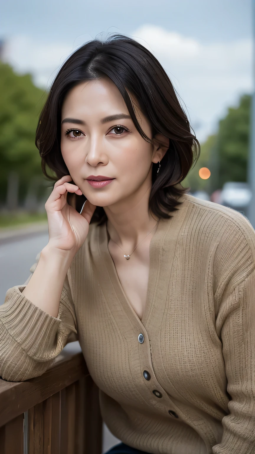(in 8K, Highest quality, masterpiece:1.2), (Realistic, Photorealistic:1.37), Ultra-detailed, Natural light, , 1 person, 4 woman, Black Hair, Trendy clothes、Less exposure, Highly detailed face and skin, Detailed eyes, Highly detailed face and skin、Take a full-body photo、Farbe々A pose、