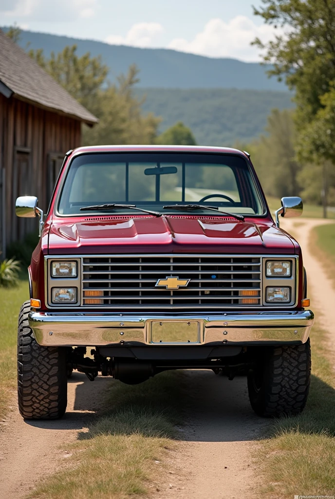 1987 Cheyenne Truck in Wine Red with White Trim.