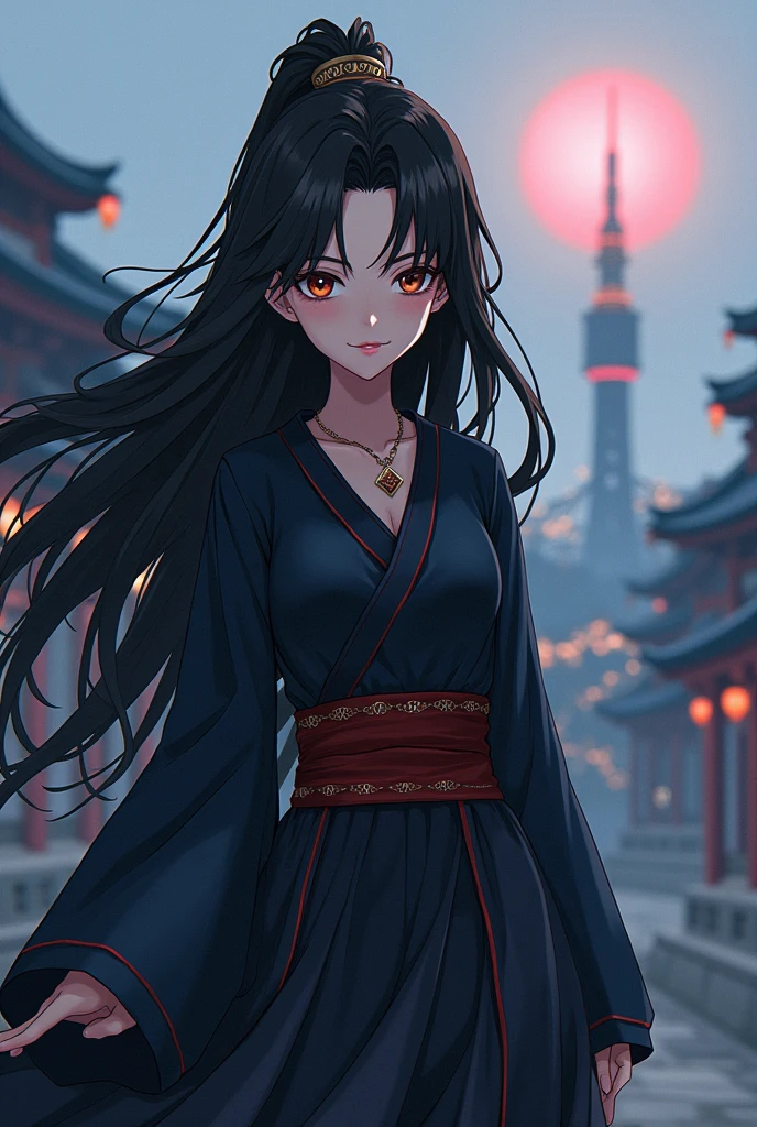 Pretty girl, model with 22, , black girl, long hair,, Tokyo cenário, anime, jujutsu kaiseen, sourcerer, jujutsu kaisen style, jujutsu kaisen OC SUKUNA WIFE, heian era