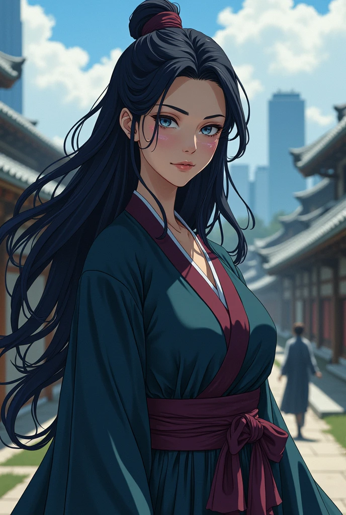 Pretty girl, model with 22, , black girl, long hair,, Tokyo cenário, anime, jujutsu kaiseen, sourcerer, jujutsu kaisen style, jujutsu kaisen OC SUKUNA WIFE, heian era