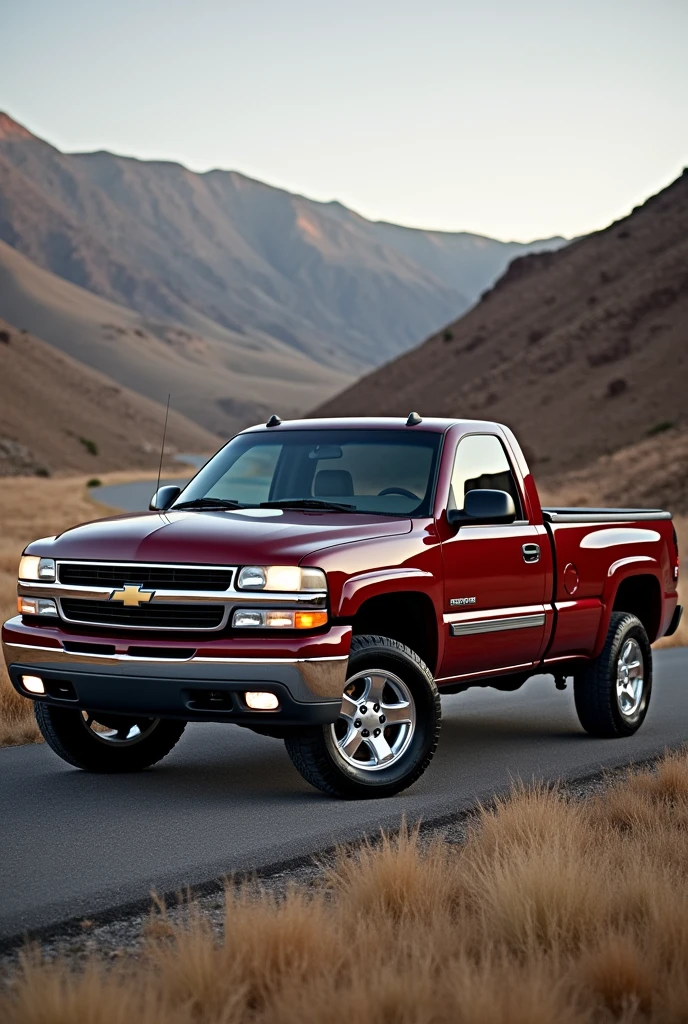2002 Cheyenne Truck in Wine Red with White Trim.
