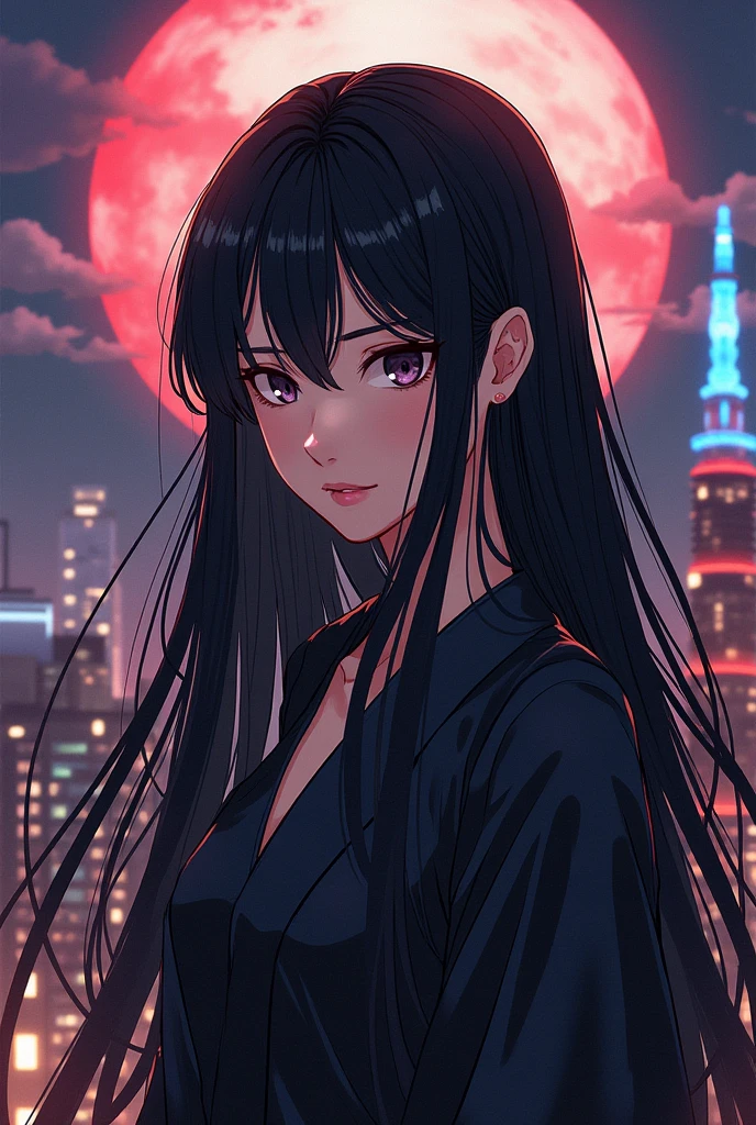 Pretty girl, model with 22, , black girl, long hair,, Tokyo cenário, anime, jujutsu kaiseen, sourcerer, jujutsu kaisen style, jujutsu kaisen OC SUKUNA WIFE heian era