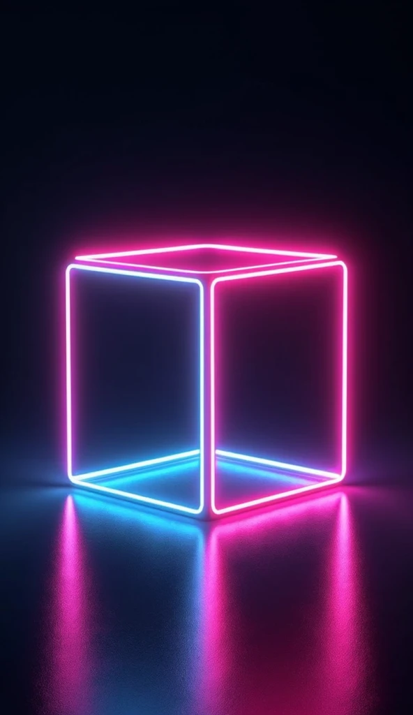 Create a neon vectorized cube