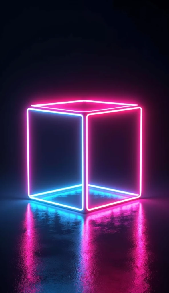Create a neon vectorized cube