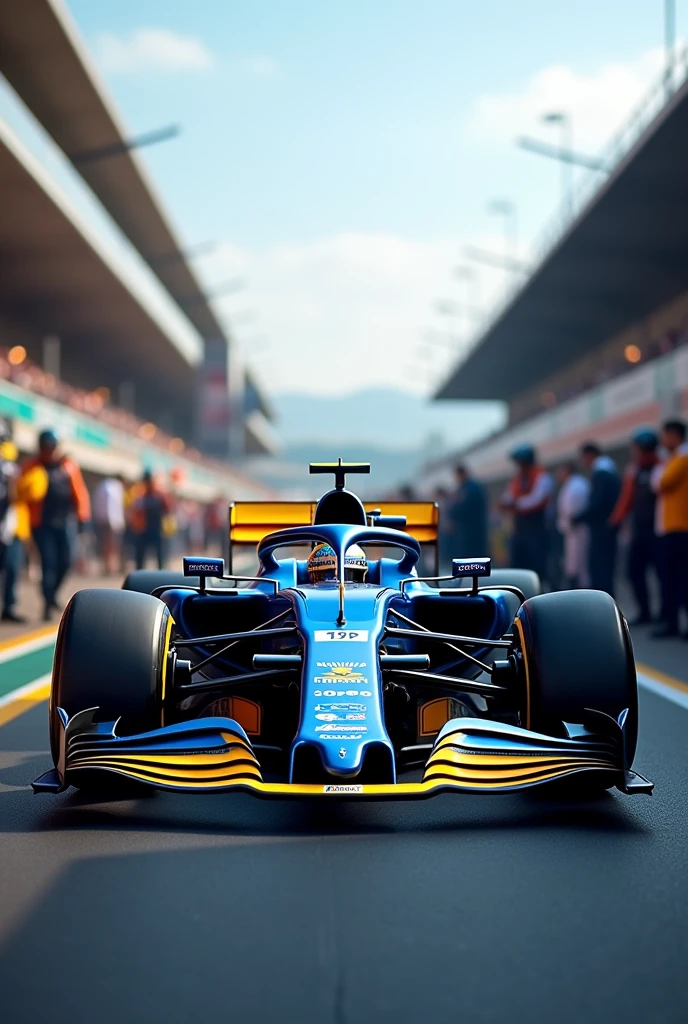 FORMULA ONE car blue and yellow