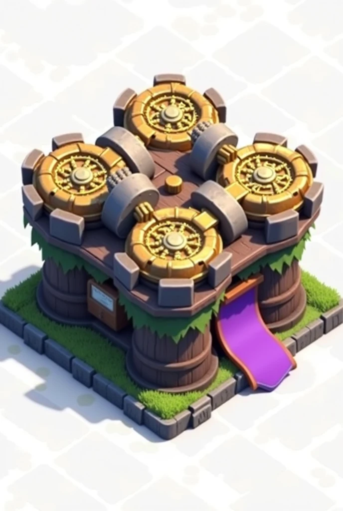 Create a clash of clans tow haul with four medieval cannons.