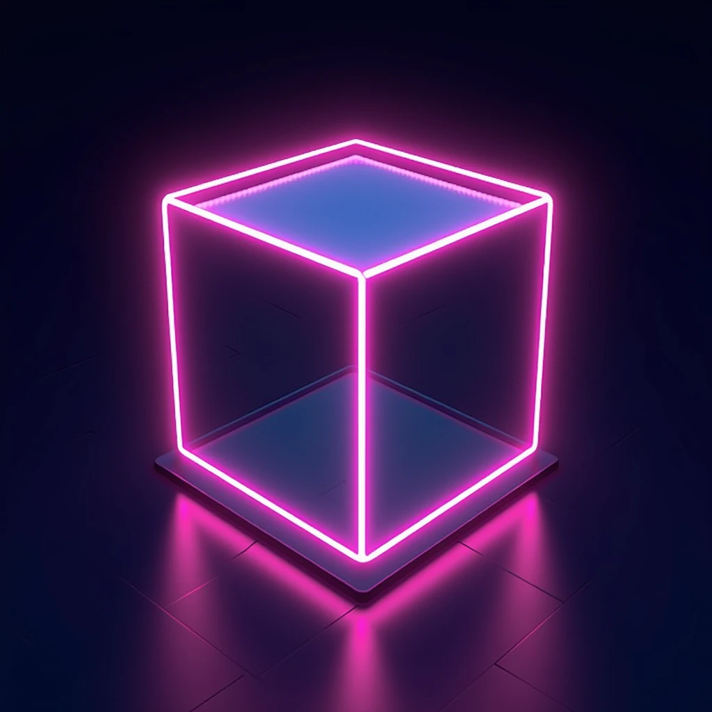 Create a neon vectorized cube