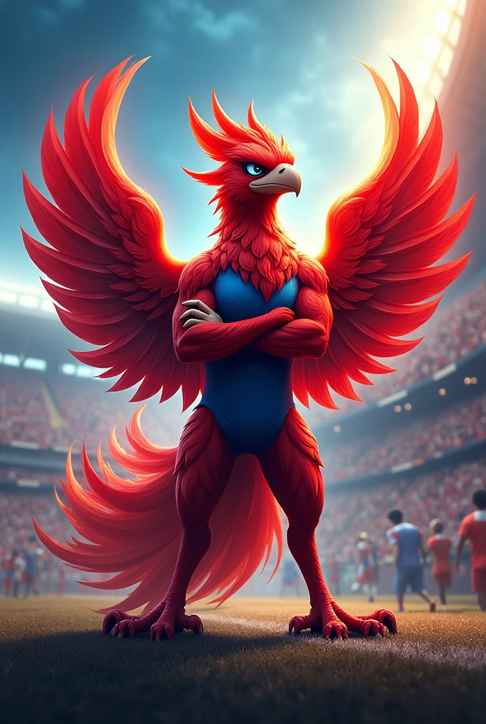 Phoenix mascot for a football team called FutCria, the phoenix can be red and blue