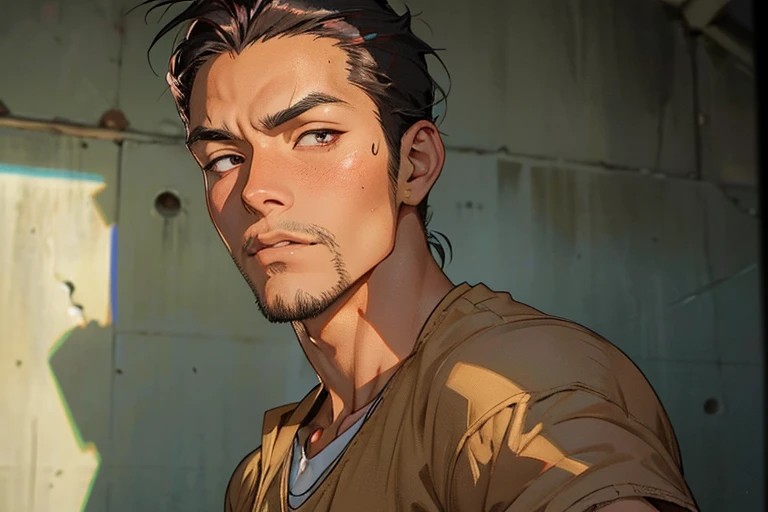 "Transform the image of a young man into a highly detailed anime character, incorporating all the iconic features typical of anime style. The character should have large, expressive eyes with intricate highlights, capturing a sense of emotion and depth. The hair should be stylized with sharp, defined strands, featuring vibrant colors such as deep blue or fiery red, giving it a dynamic and eye-catching appearance. The skin tone should be smooth and even, with a slight blush on the cheeks for a youthful and lively look.

Add shading and lighting effects commonly seen in anime, such as soft gradients and subtle highlights on the hair and face, to enhance the three-dimensional feel. The facial features should be slightly exaggerated, with a small, pointed nose and a defined jawline, while maintaining the essence of the original image.

Incorporate anime-style clothing that suits the character's personality—perhaps a sleek, modern outfit with bold lines and contrasting colors. The background should complement the character, using soft, gradient colors or a dynamic action scene to make the character stand out.

Ensure the overall transformation retains the character's recognizable features while fully embracing the vibrant, detailed, and expressive style of anime."